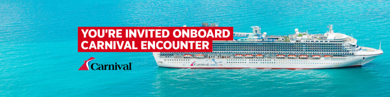 Carnival - you're invited onboard Carnival Encounter. Carnival Cruise ship at sea