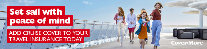 Set sail with peace of mind. Add cruise cover to your travel insurance today. Covermore. Family walking on the deck of a cruise ship