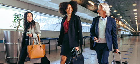Business class section inside of an airplane