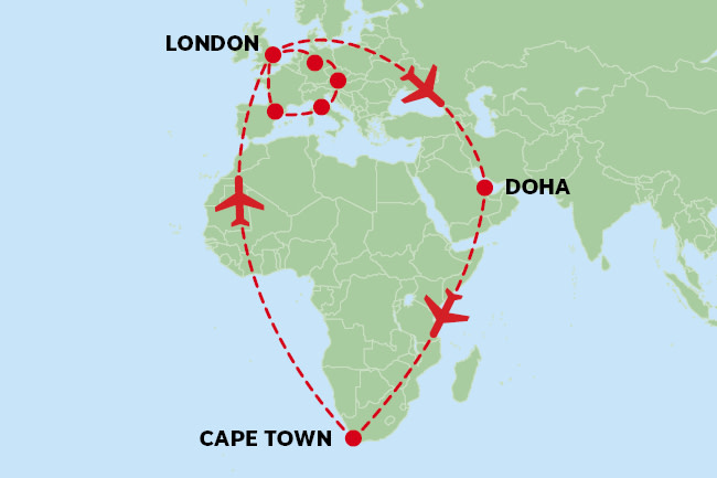Complex multi-city map guide