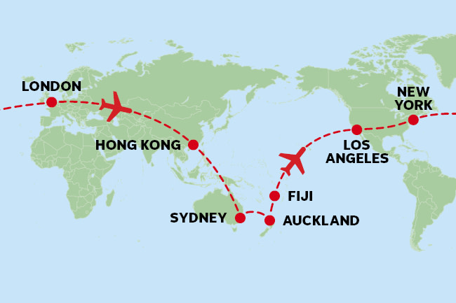 Round the world map guide