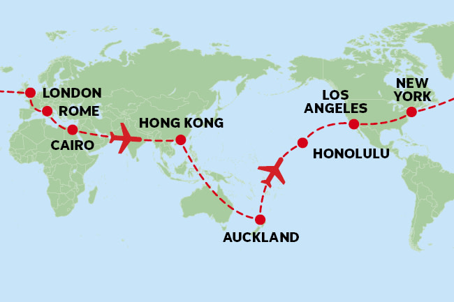 Round the world map guide