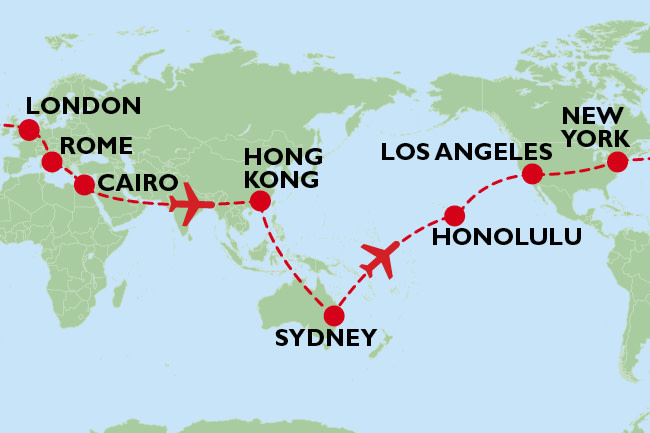 Round the world map guide