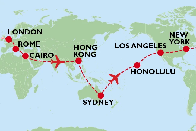 Round the world map guide